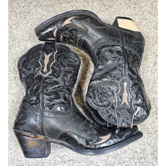 Ariat 7B Dahlia Western Boot Black Leather Cowgirl Whimsygoth Goth Boho Rodeo - Picture 8 of 13